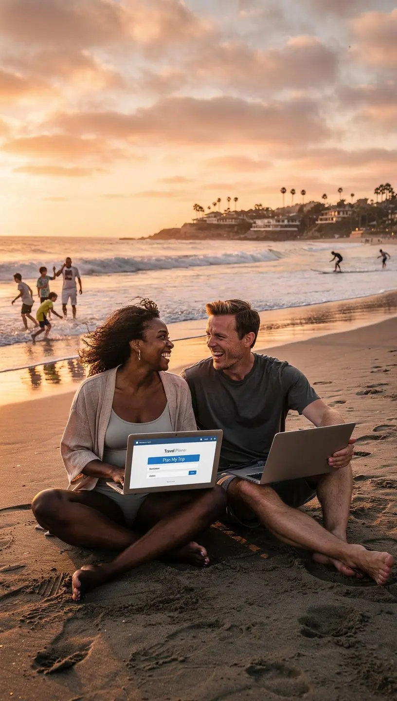 Diverse group collaborating around a table with various digital devices, representing accessible tech solutions for Canadian users.